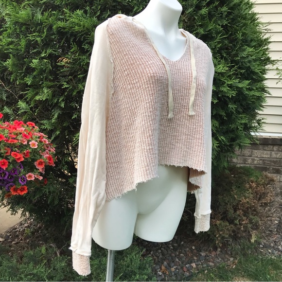 💙 Free People Knit Cropped Hoodie Sweatshirt - Picture 6 of 12